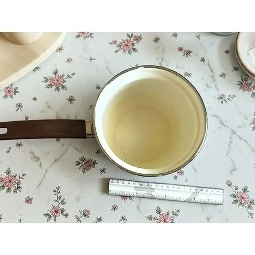 Vintage Floral Enamel Saucepan – Summer Garden Exciel Pot with Wooden Handle